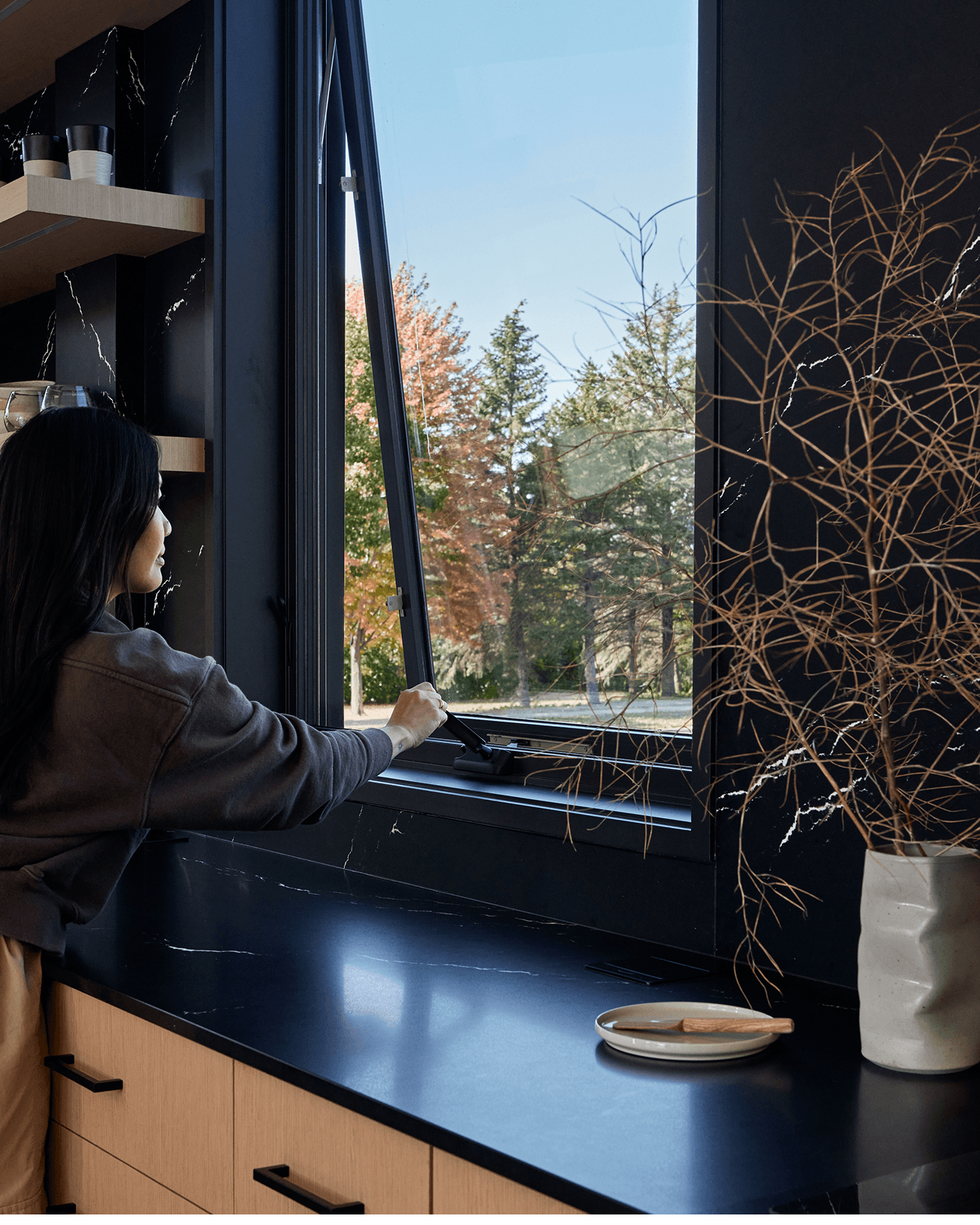 Kitchen with Marvin Ultimate Awning narrow frame window