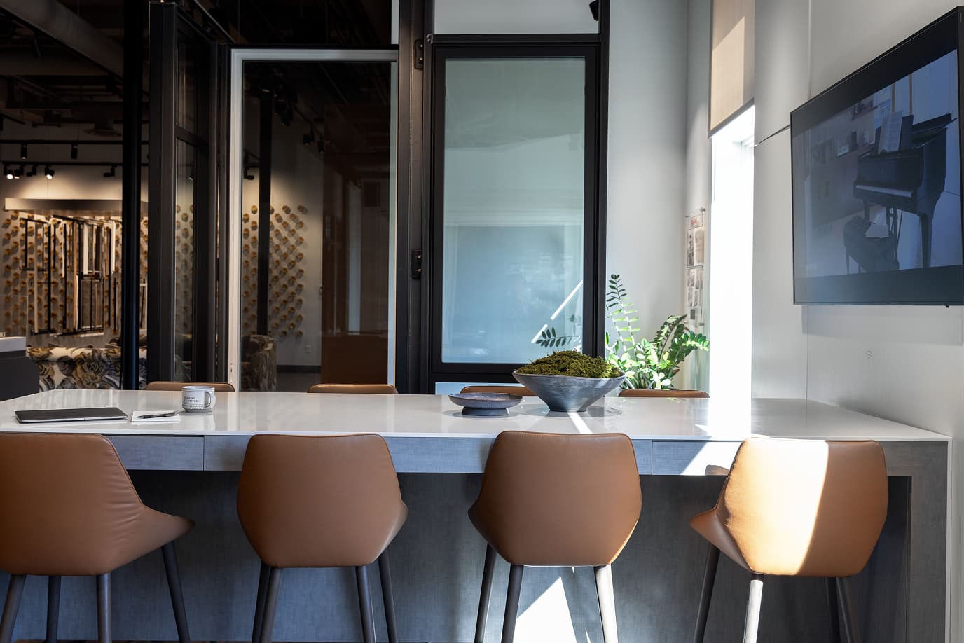 Meeting table inside of Marvin at 7 Tide show room