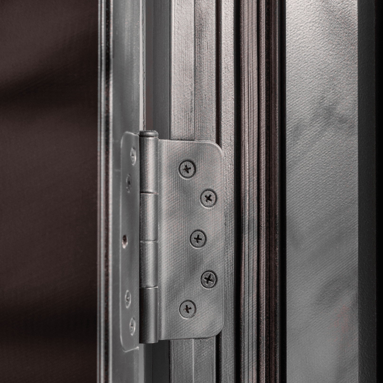Close up view of a Marvin Ultimate Swinging Door hinge.