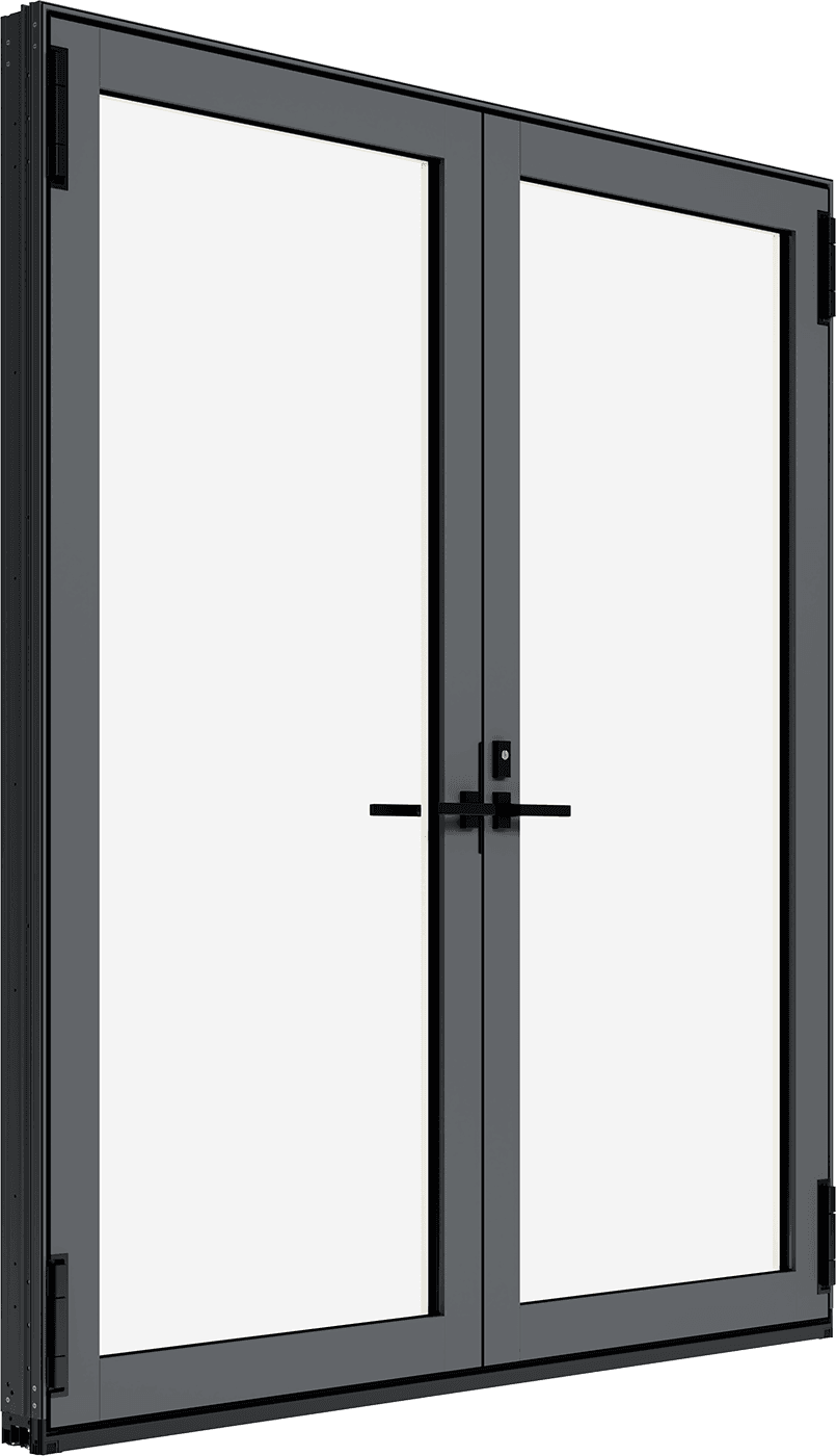 Angled view of the exterior of a Marvin Modern Outswing door.